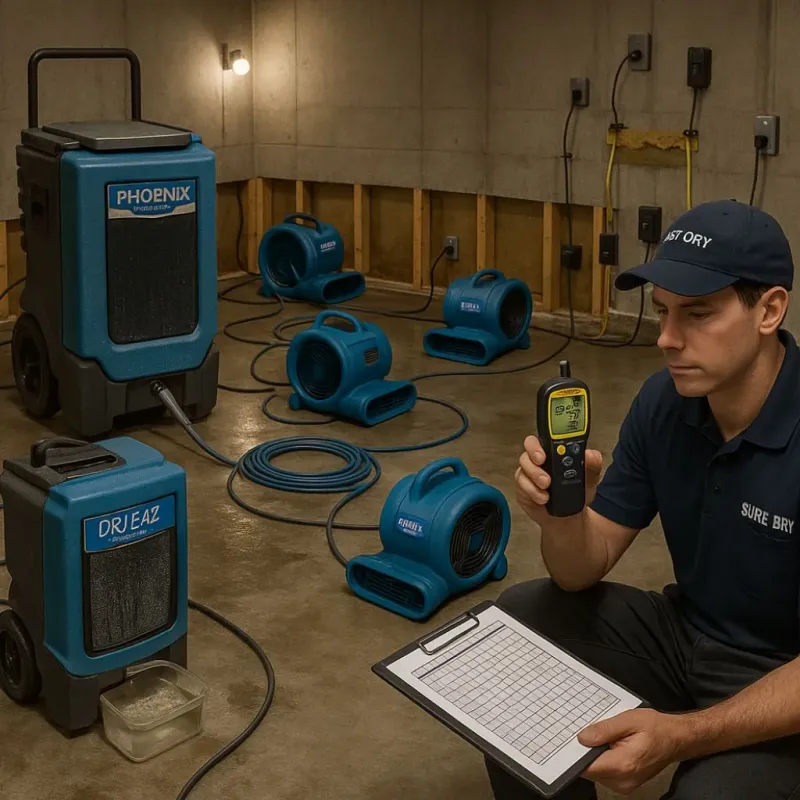 Structural Drying and Dehumidification process in Vandenberg Village, CA